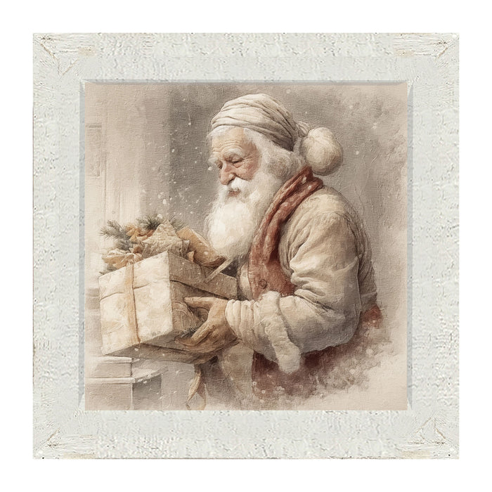 Old world Santa carrying gift