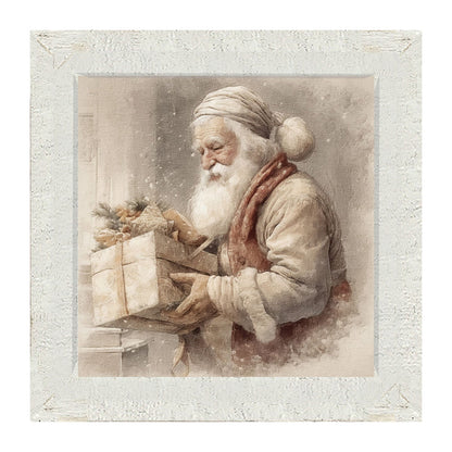 Old world Santa carrying gift