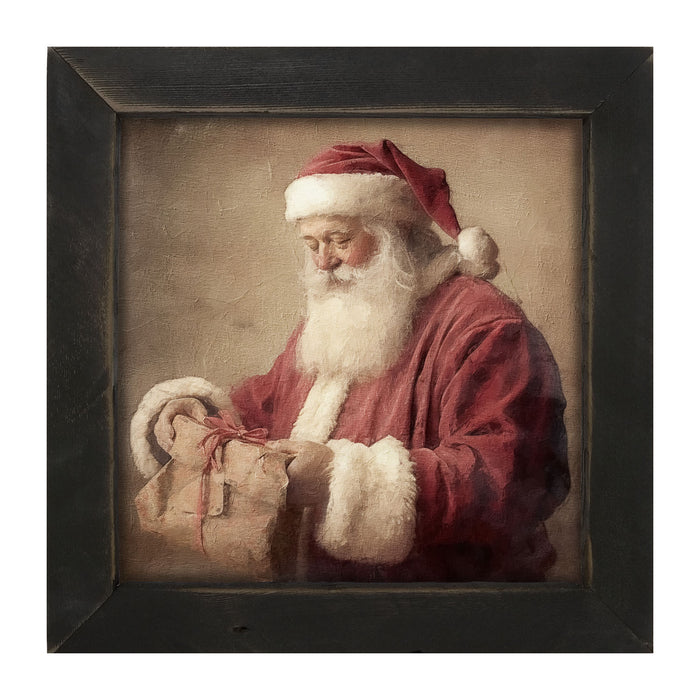 Old world Santa smiling with gift