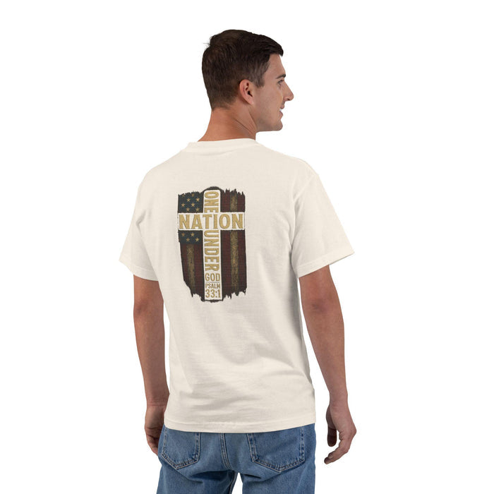 One Nation Under God Shirt - Psalm 33:1 Christian Patriotic Cross Tee | Faith and Freedom T-Shirt | USA Flag Christian Shirt for Men & Women