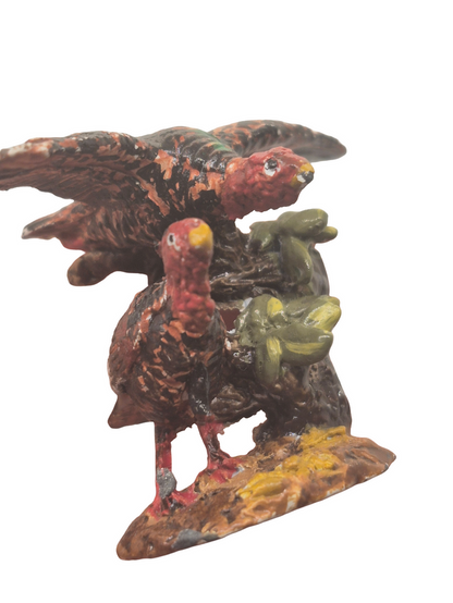 Painted Metal Figurine – 2 Turkeys