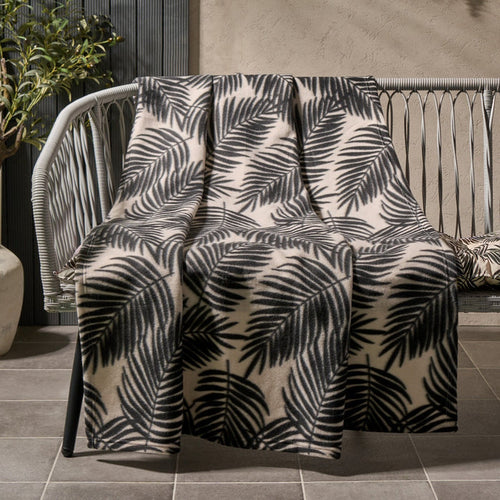 Palm Leaf Print Fleece Throw - Monochrome 🇬🇧