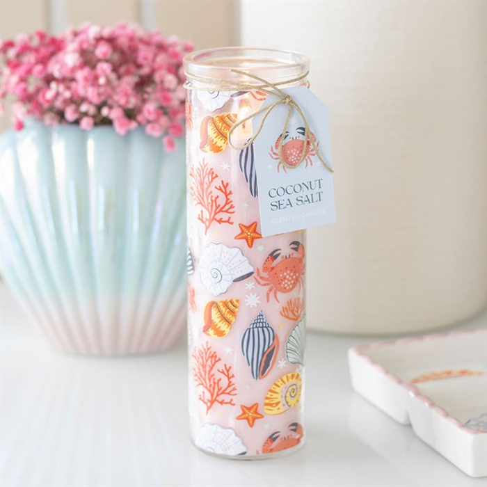 Pastel Shell Print Coconut & Sea Salt Tube Candle 🇬🇧