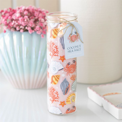 Pastel Shell Print Coconut & Sea Salt Tube Candle 🇬🇧