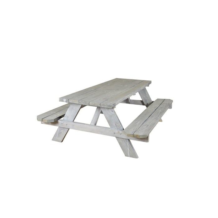 Picnic Driftwood Table w/ Benches - 6'