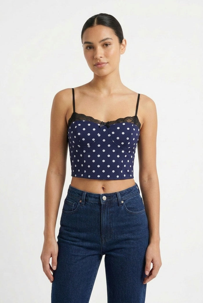 Printed Mesh Crop Top