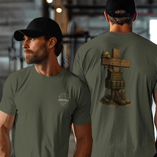 Psalm 144:1 Christian Military Tribute T-Shirt