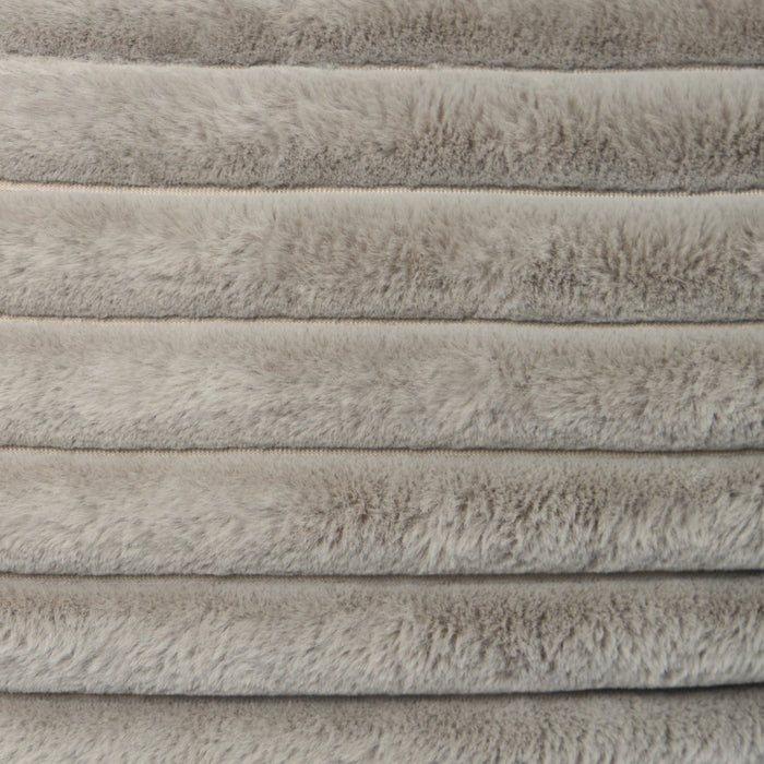 Ribbed Faux Fur Bolster Pillow - Grey 🇬🇧