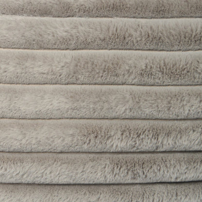 Ribbed Faux Fur Bolster Pillow - Grey 🇬🇧