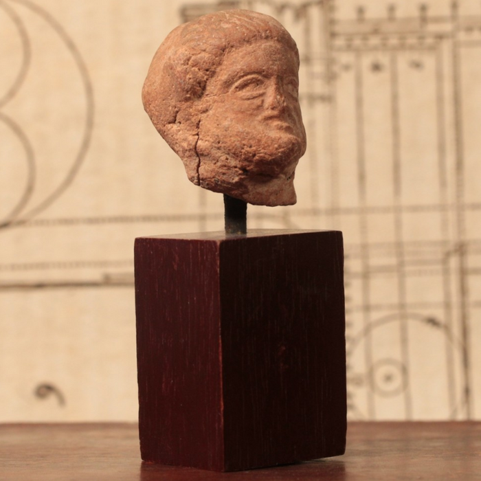 Roman Terracotta Pottery Fragment, Male Head With Stand (1.1 inches) - c. 100 to 300 CE - Roman Empire