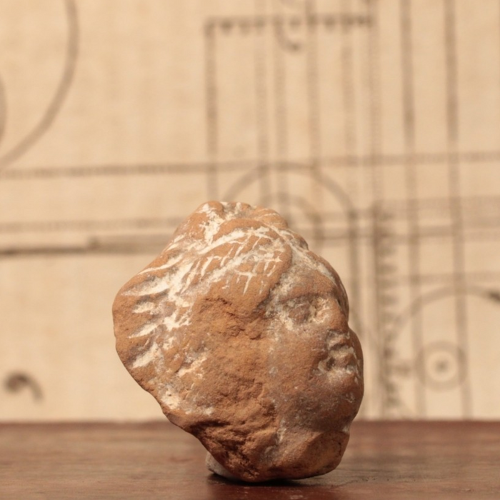 Roman Terracotta Pottery Piece, Male Head (1.4 inches) - c. 100 to 300 CE - Roman Empire