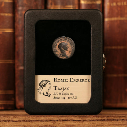Rome, Emperor Trajan, AE Semis, Senatus Consulto Reverse - 114 to 117 CE - Roman Empire