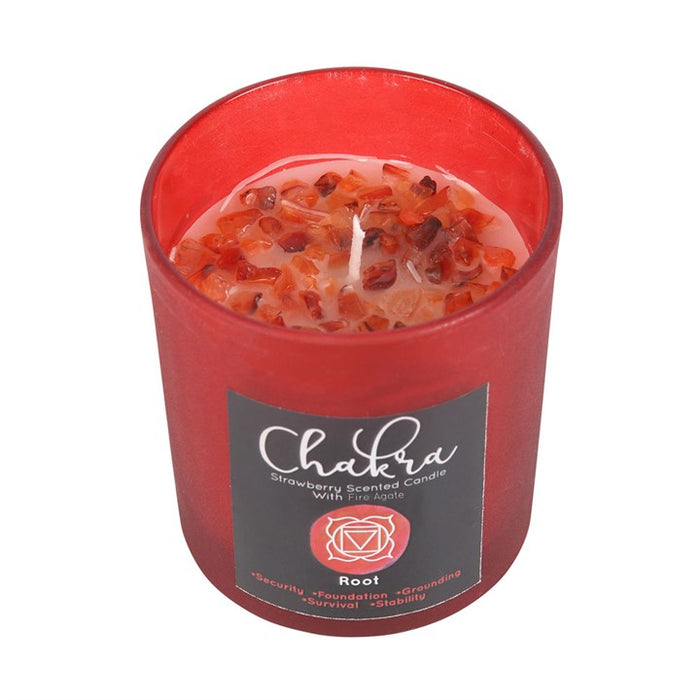 Root Chakra Strawberry Crystal Chip Candle 🇬🇧