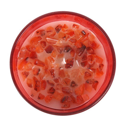 Root Chakra Strawberry Crystal Chip Candle 🇬🇧