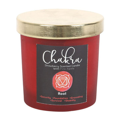 Root Chakra Strawberry Crystal Chip Candle 🇬🇧