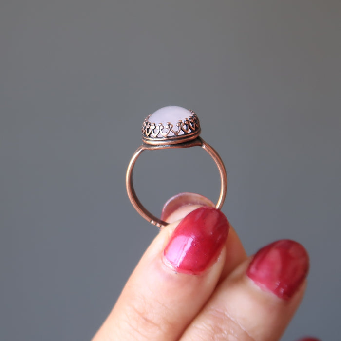 rose quartz antique copper ring