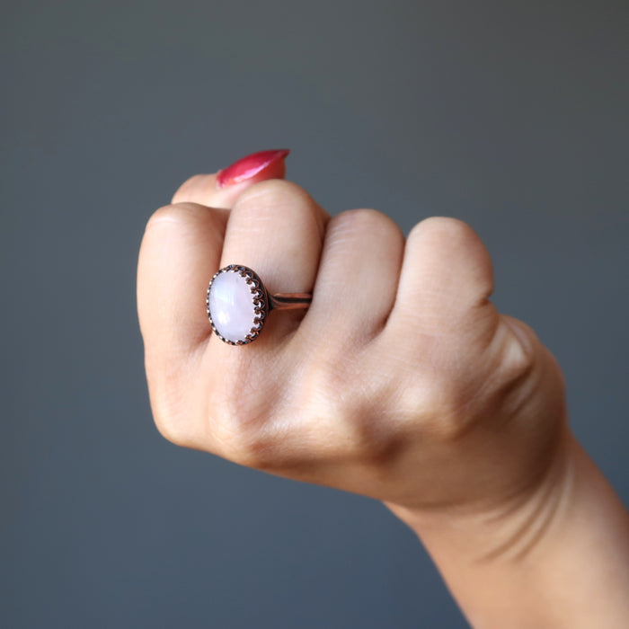 rose quartz antique copper ring
