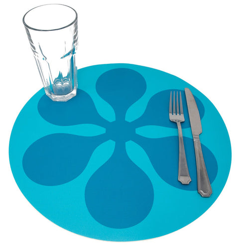 Round Modfest Vinyl Placemat - Aqua - Destination PSP