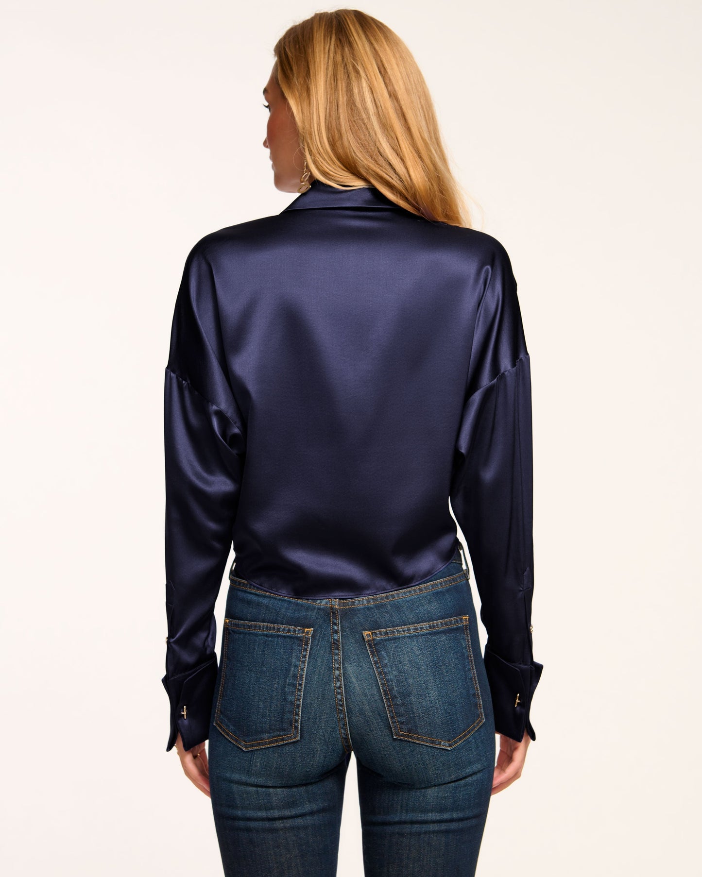 Farrah Silk Tie-Front Blouse | NAVY