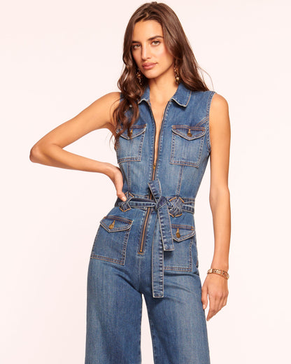 Bell Cropped Denim Jumpsuit