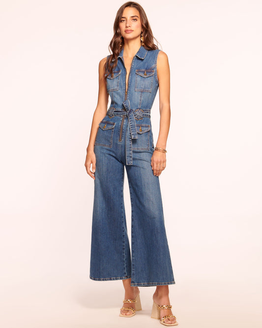 Bell Cropped Denim Jumpsuit