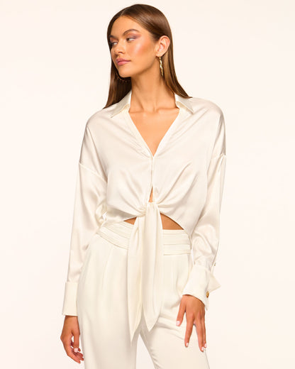 Farrah Silk Tie-Front Blouse
