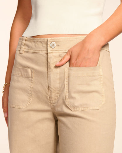 Giselle Canvas Wide Leg Pant | SANDSTONE