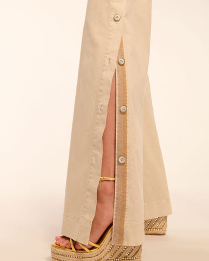 Giselle Canvas Wide Leg Pant | SANDSTONE