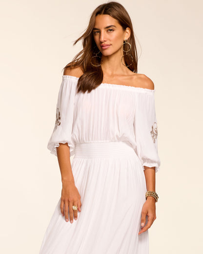 Alex Smocked Off-The-Shoulder Maxi Dress