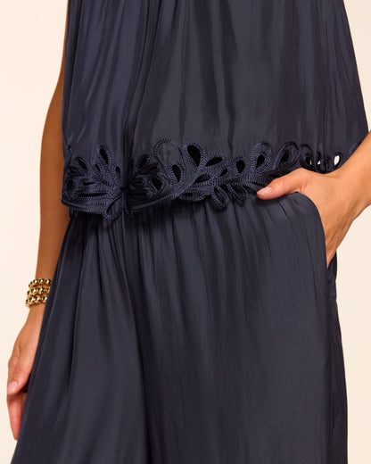 Christiana Smocked Embellished Strapless Jumpsuit