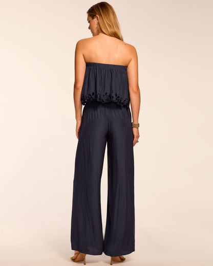 Christiana Smocked Embellished Strapless Jumpsuit