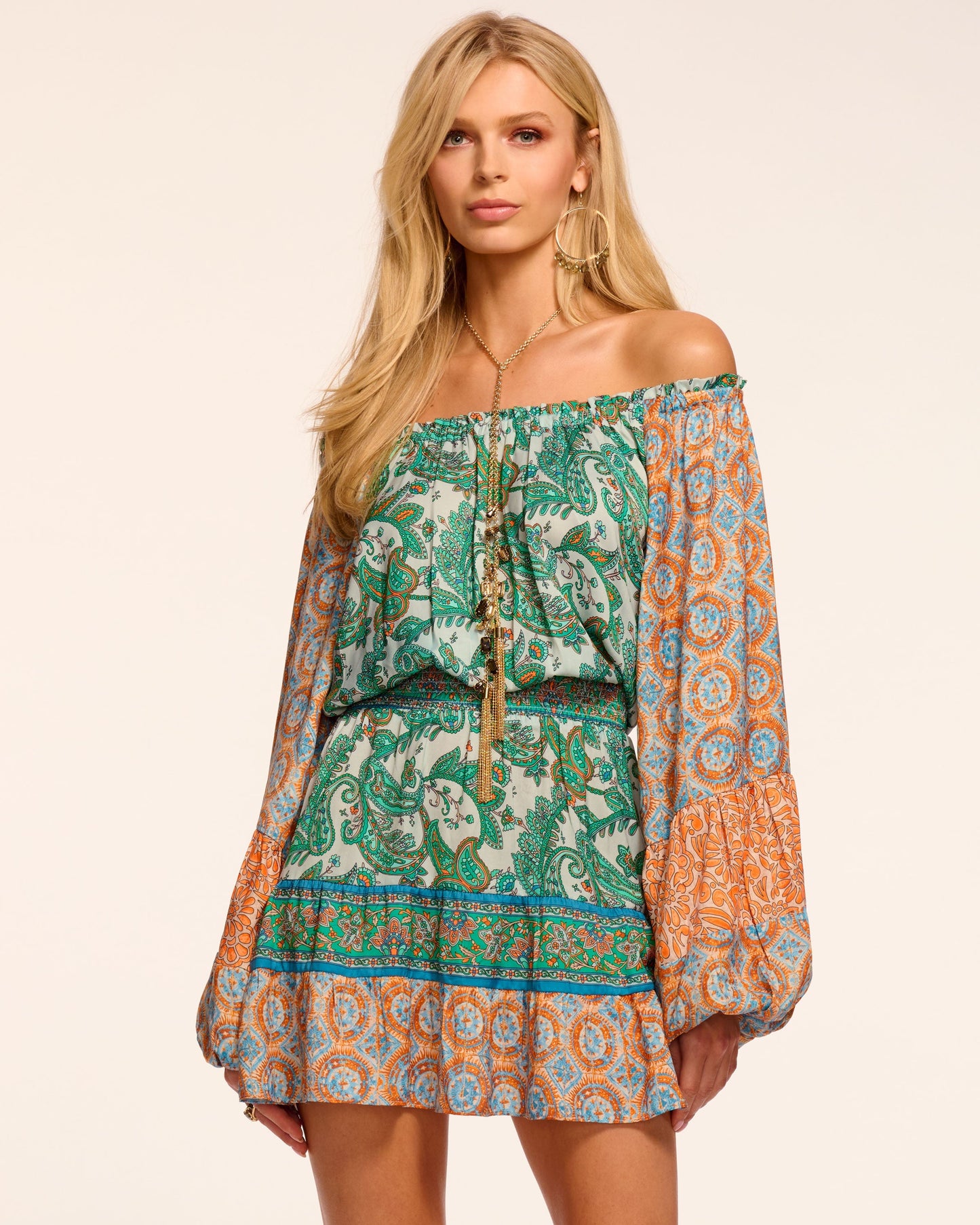 Claudine Smocked Off-The-Shoulder Mini Dress