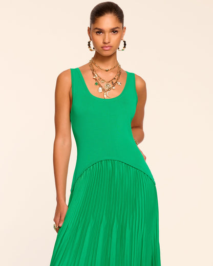 Davinia Knit Combo Pleated Maxi Dress