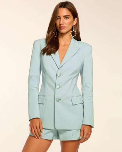 Cherie Stretch Cotton Blazer | MOONSTONE BLUE