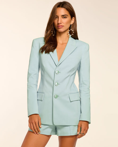 Cherie Stretch Cotton Blazer | MOONSTONE BLUE