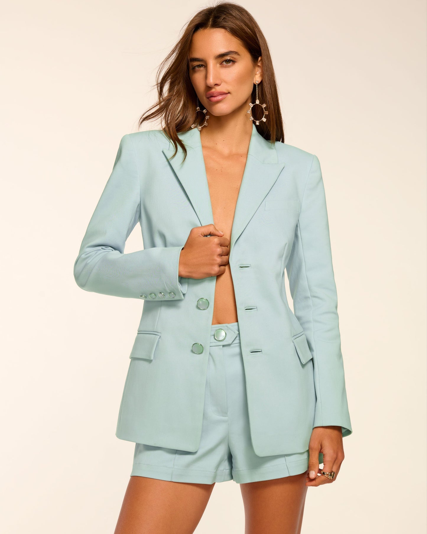 Cherie Stretch Cotton Blazer | MOONSTONE BLUE