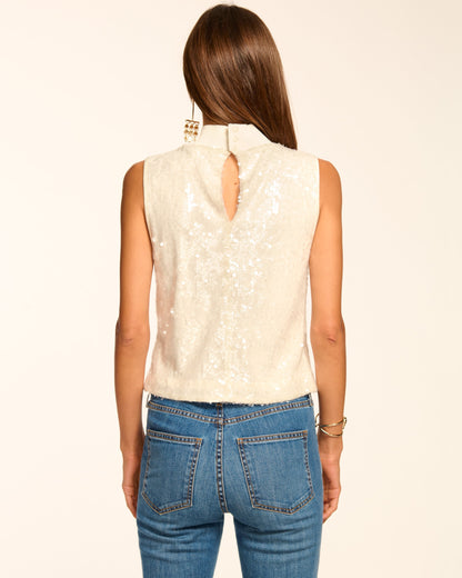 Cellina Sequin Mock Neck Tank Top