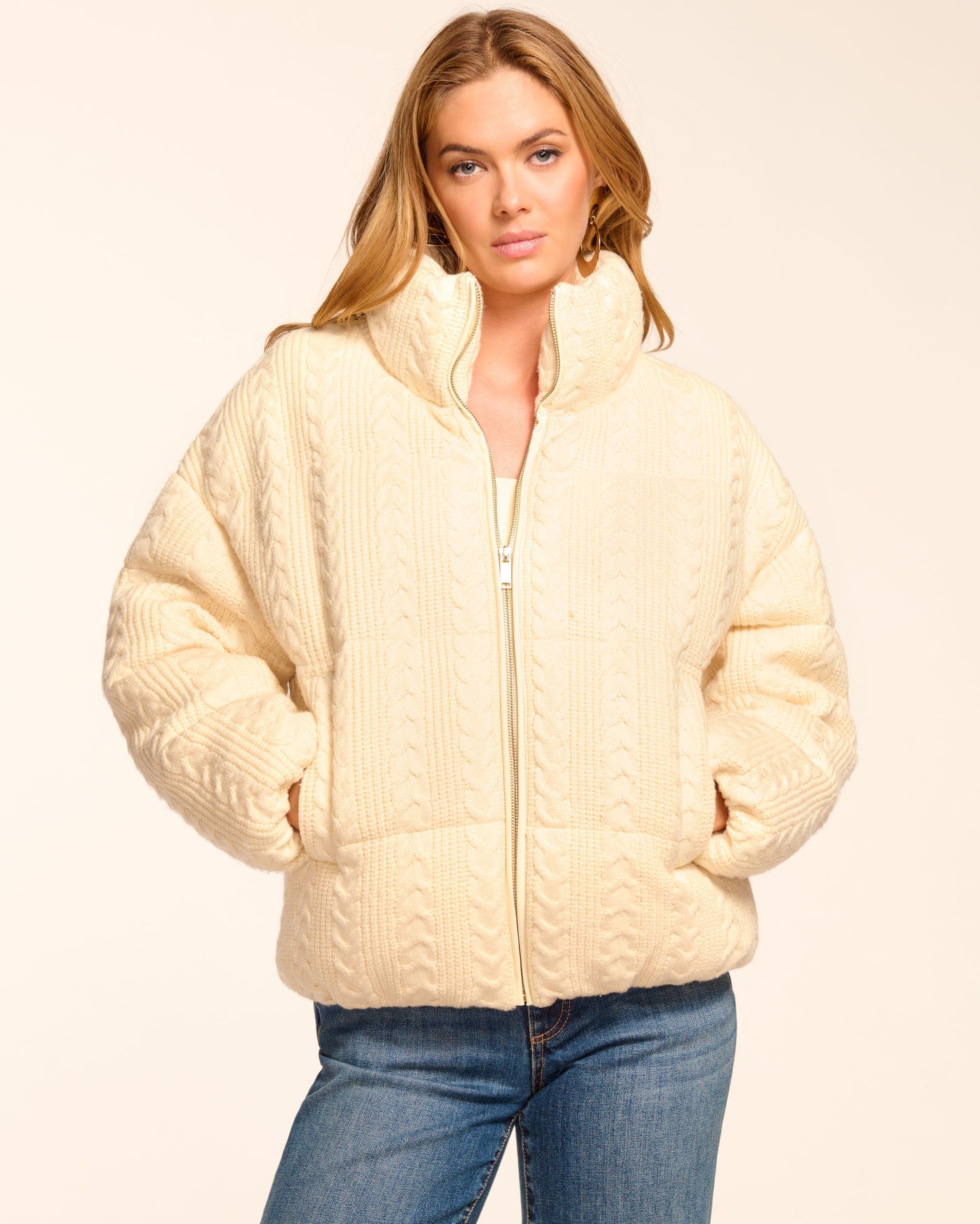 Eliana Cable Knit Puffer Coat