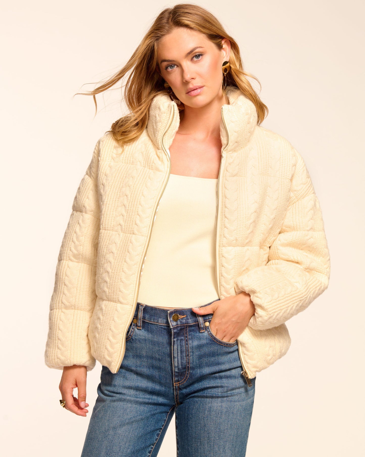 Eliana Cable Knit Puffer Coat
