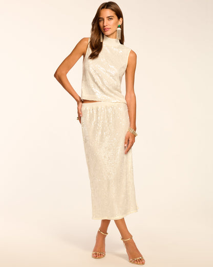 Cellina Sequin Mock Neck Tank Top