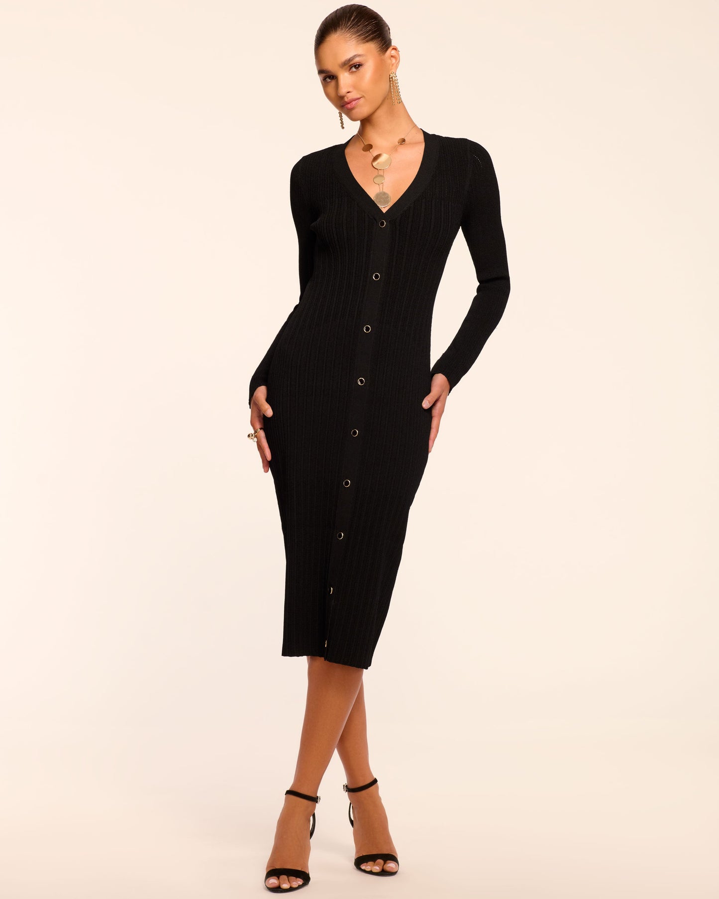 Gabby Knit Button Down Midi Dress