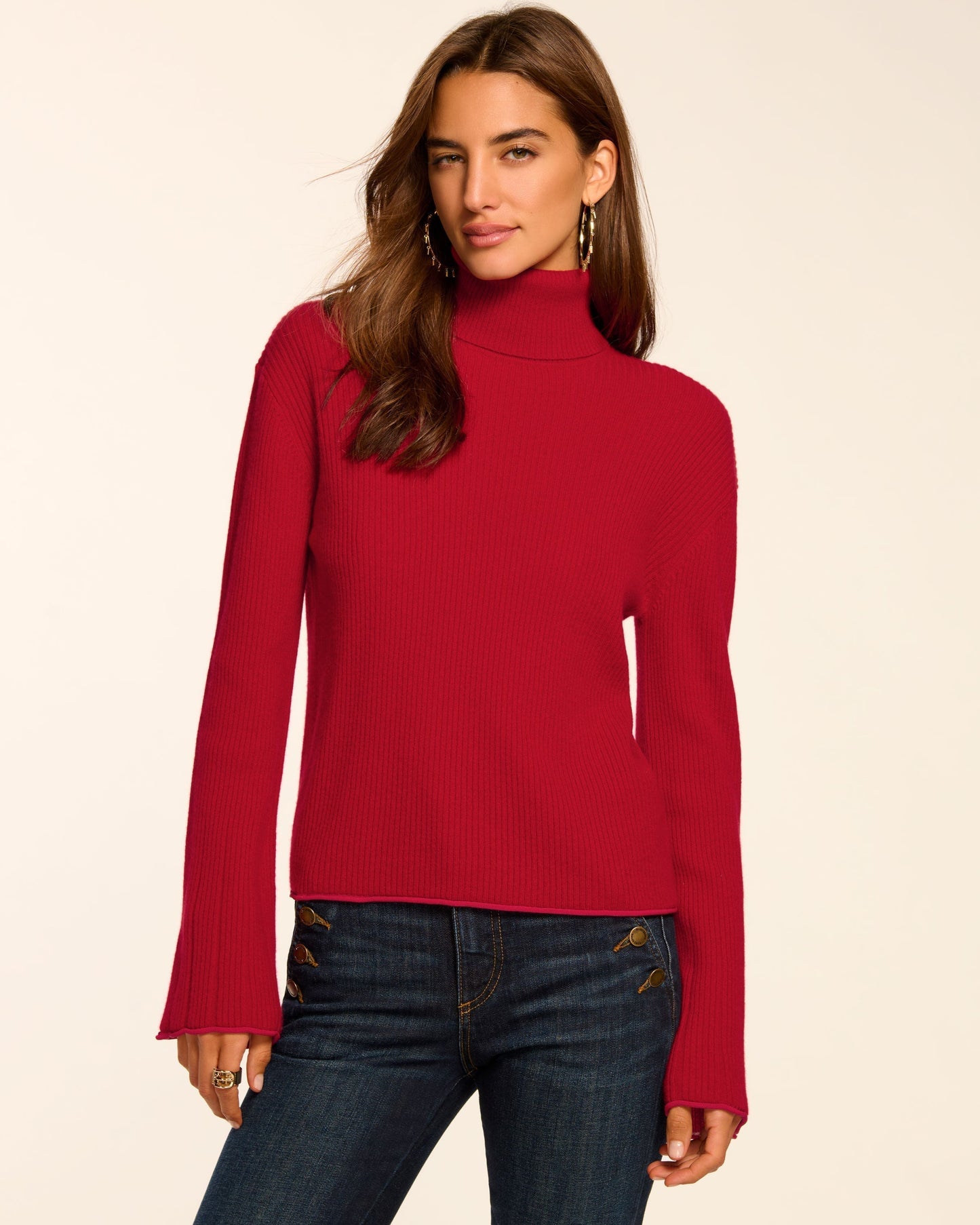 Christina Cashmere Turtleneck Sweater | SCARLET RED
