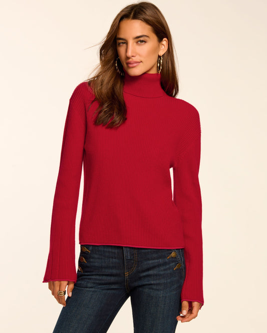 Christina Cashmere Turtleneck Sweater | SCARLET RED