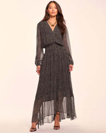 Dorothee Silk Long Sleeve Smocked Maxi Dress