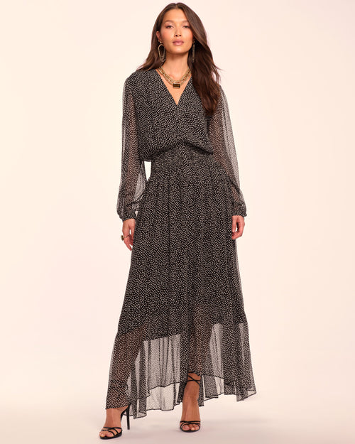 Dorothee Silk Long Sleeve Smocked Maxi Dress