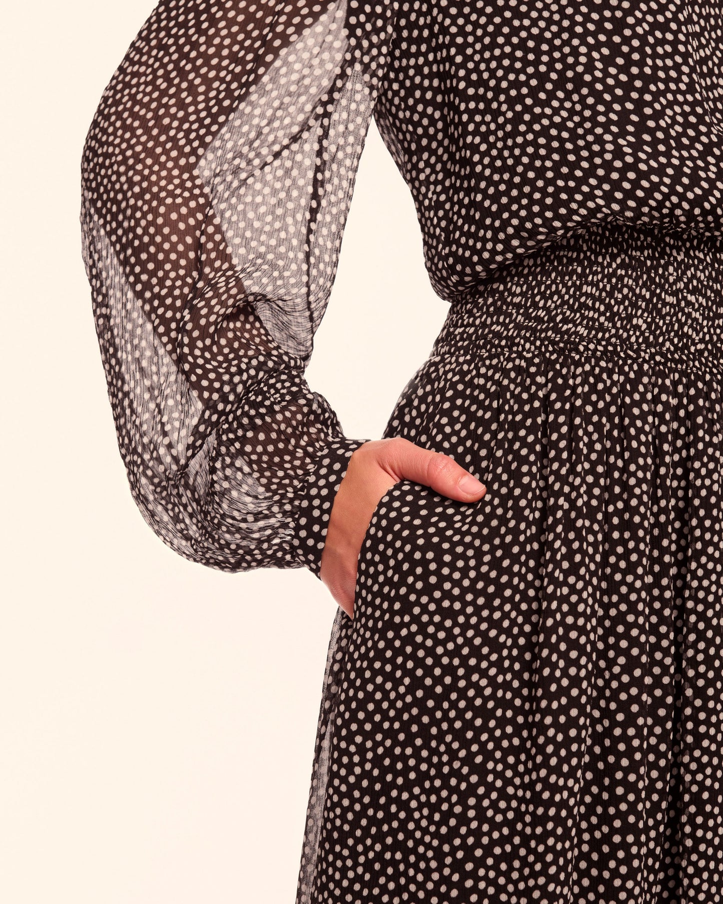 Dorothee Silk Long Sleeve Smocked Maxi Dress