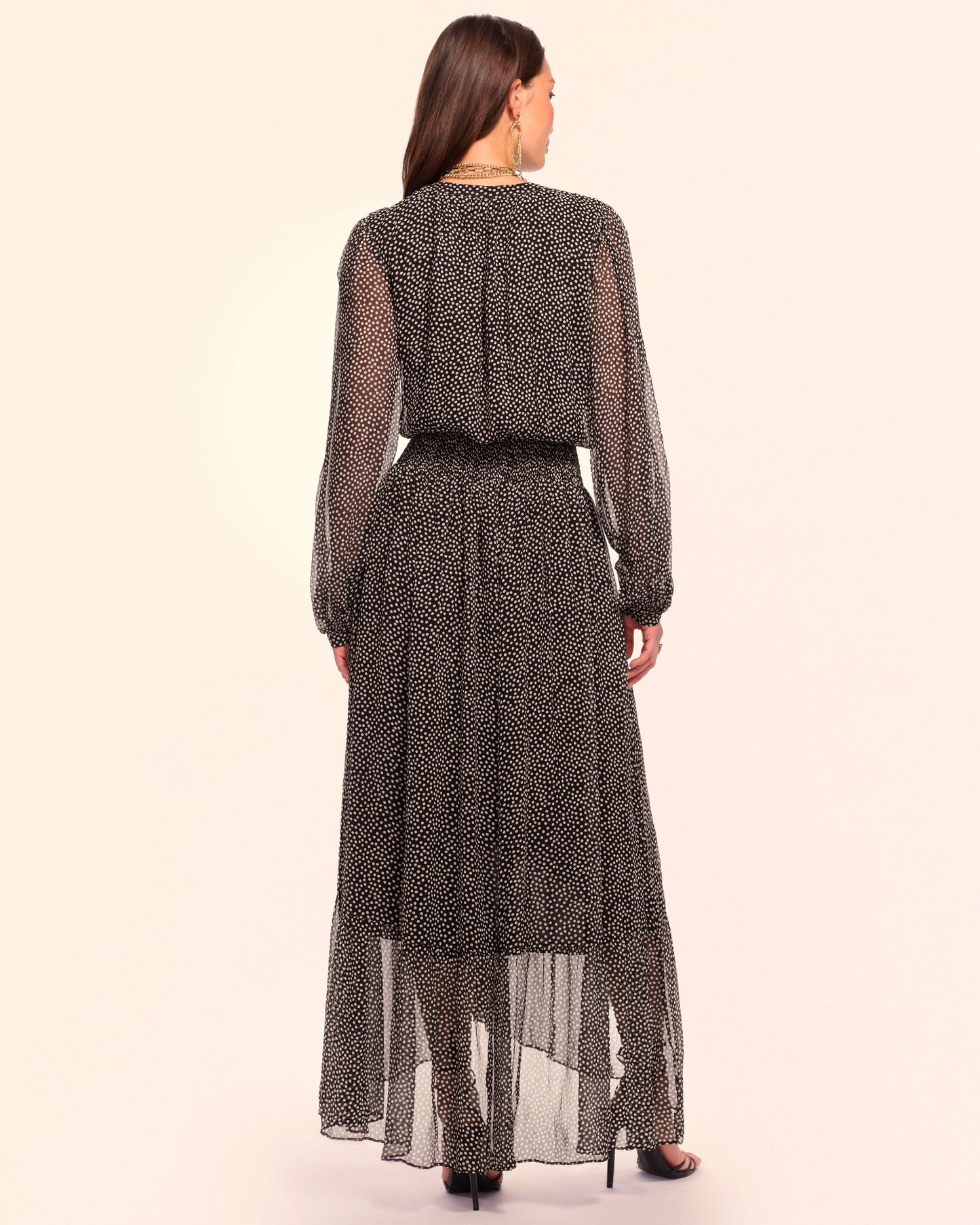 Dorothee Silk Long Sleeve Smocked Maxi Dress
