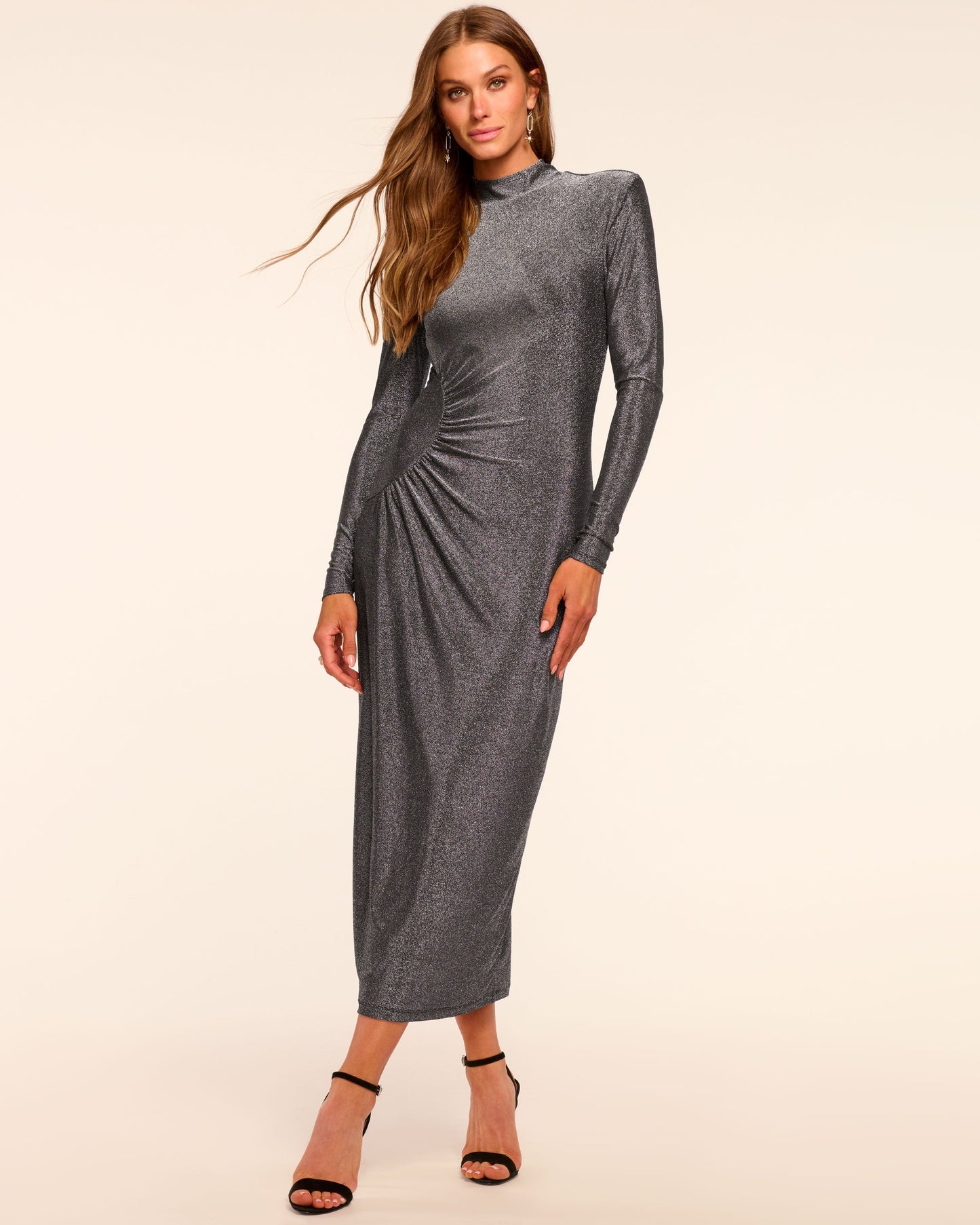 Amarilys Sparkle Knit Mock Neck Midi Dress