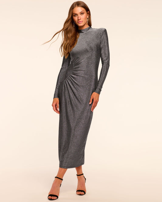 Amarilys Sparkle Knit Mock Neck Midi Dress