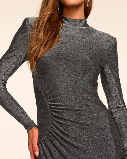 Amarilys Sparkle Knit Mock Neck Midi Dress